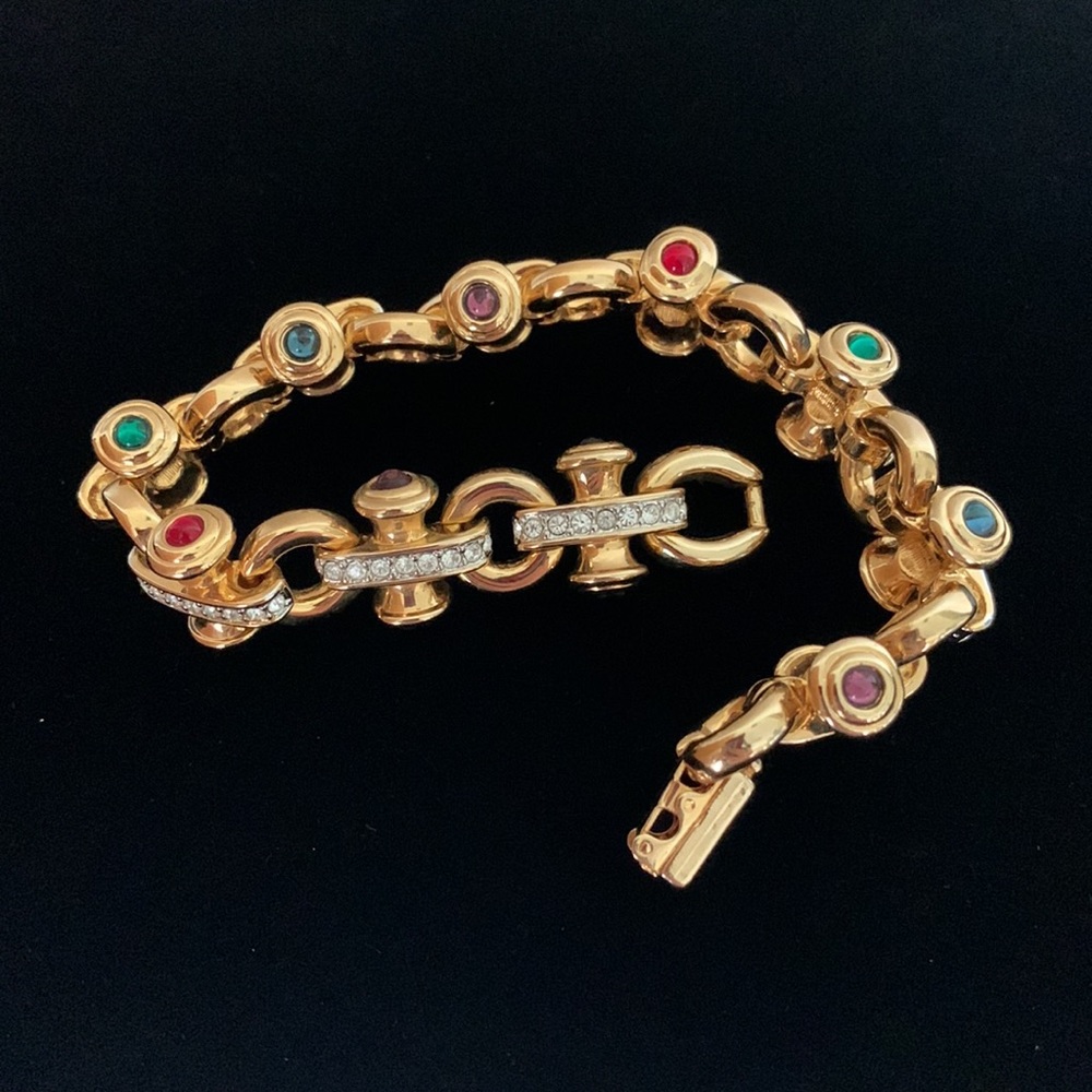 Vintage Swarovski Swan Logo Charm Bracelet with Color stones - Picture 3 of 6